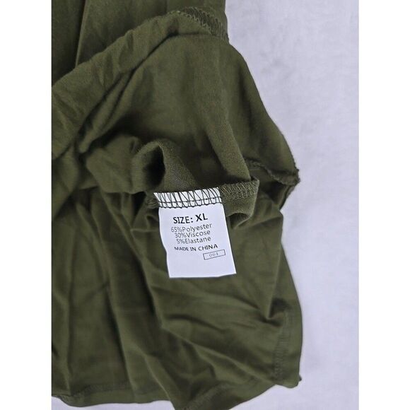 Boho Women’s XL Olive Green Long Balloon Sleeve Tiered Smocked Waist Mini Dress - Picture 6 of 10